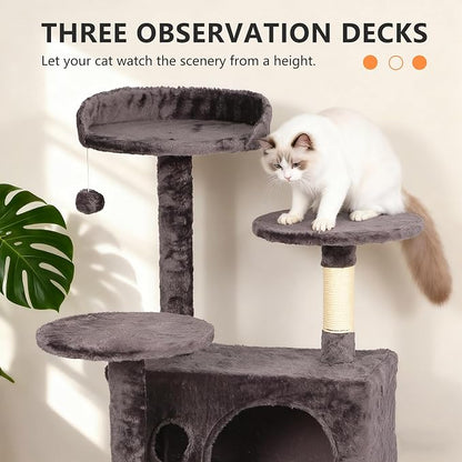 BestPet | 54" Cat Tree Tower | Purple Gray | Sturdy, Hanging Cat Toys, - Image 5