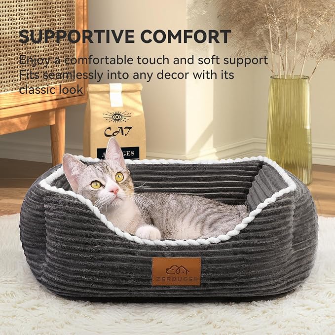 Cat Dog Bed for Pets, Rectangle Pet Bed Gift for Puppy and Kitten, Machine - Image 7