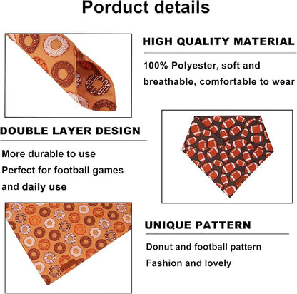ADOGGYGO Dog Bandanas Boy Girl, Reversible Football Donuts Pet Scarf, Premium - Image 5