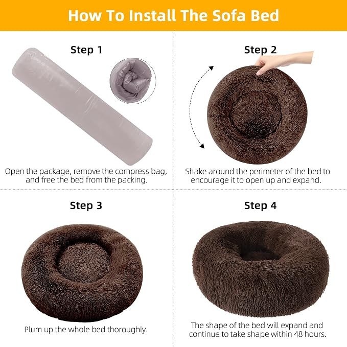 Nisrada Dog Bed for Small Medium Large Dogs, 24 inch Calming Dogs Bed, - Image 6