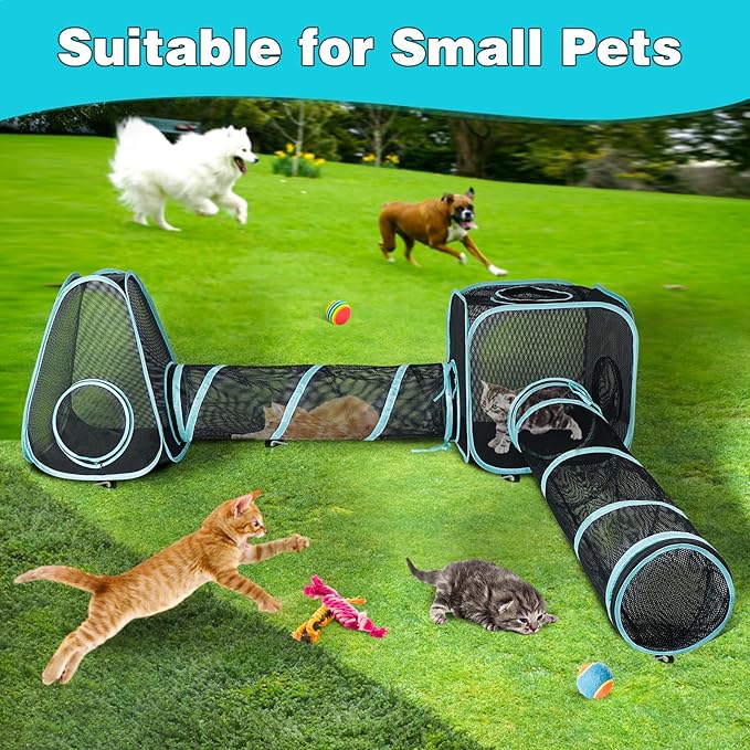 9.45FT Outdoor Cat Enclosures Portable Cat Playhouse, Pop Up Cats Tent - Image 6