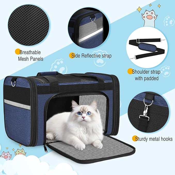 HUANLANG Cat Carrier Airline Approved, Soft-Sided Dog Carriers - Image 3