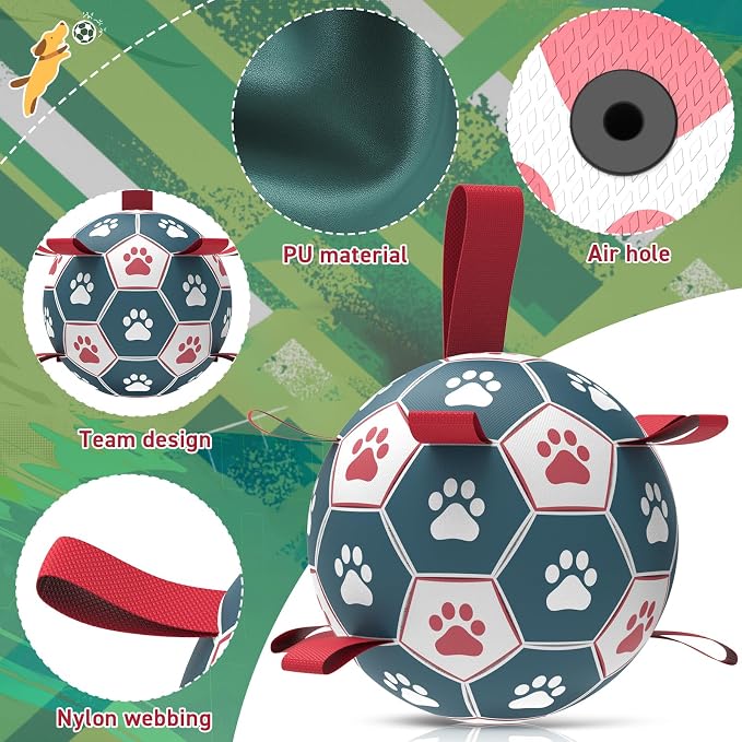 QDAN Dog Toys Soccer Ball with Straps：Durable Balls - Image 4