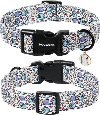 DOGWONG Baseball Dog Collar-Cute Boy Baseball Dog Collar, Adjustable Soft Male - Image 2