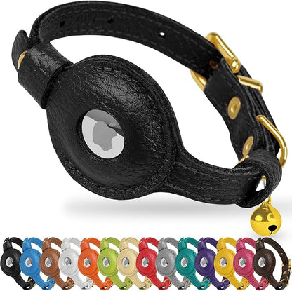 OOPSDOGGY Leather AirTag Cat Collar by OOPSDOGGY