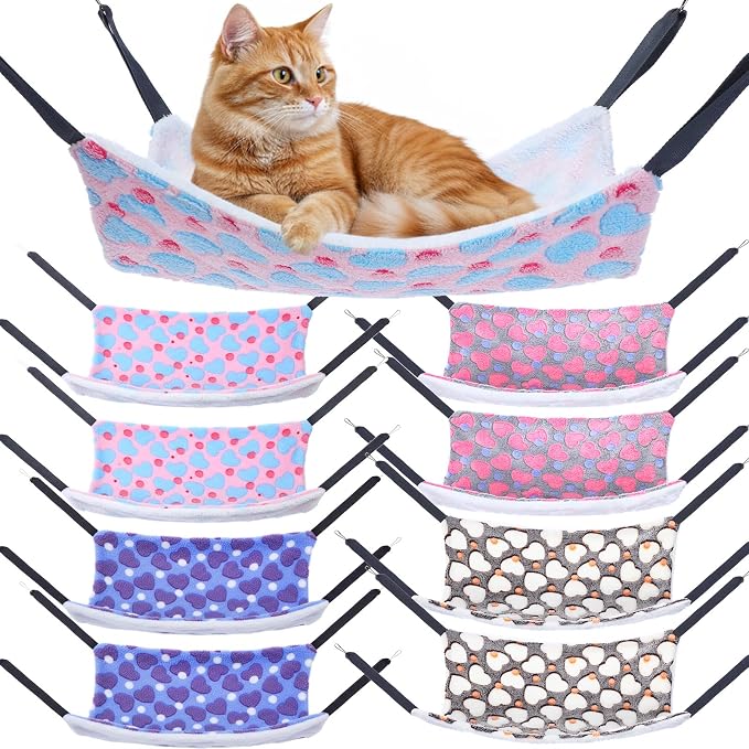 8 Pcs Reversible Cat Hammock Plush Ferret Hammock Hanging Bed by Unknown