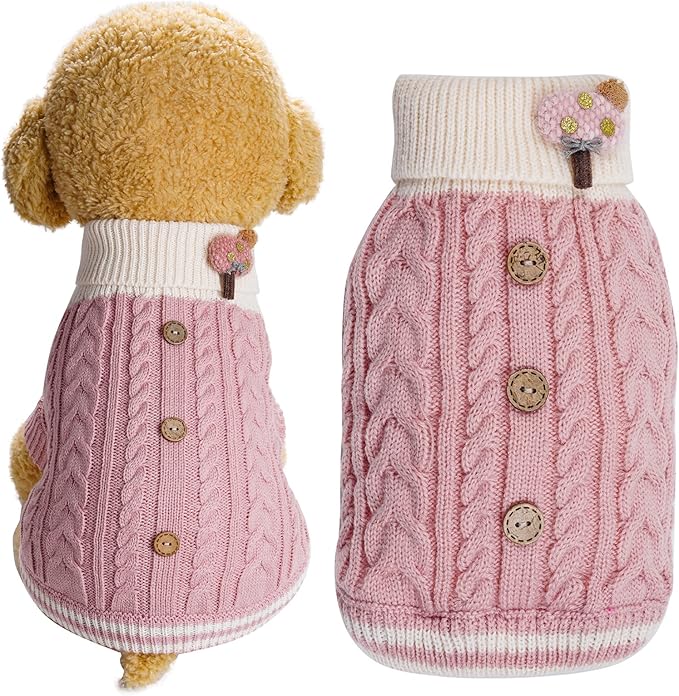 Dog Sweater Turtleneck Knitwear Doggie Pullover Sweater Doggy Winter Coat Warm by Topbuti
