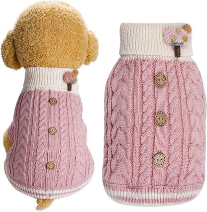 Dog Sweater Turtleneck Knitwear Doggie Pullover Sweater Doggy Winter Coat Warm by Topbuti