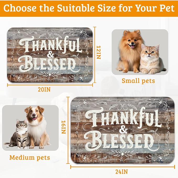 Thankful Feeding Mat, Blessed Absorbent Quick-Dry Cat Dog Food and Water Bowl - Image 6