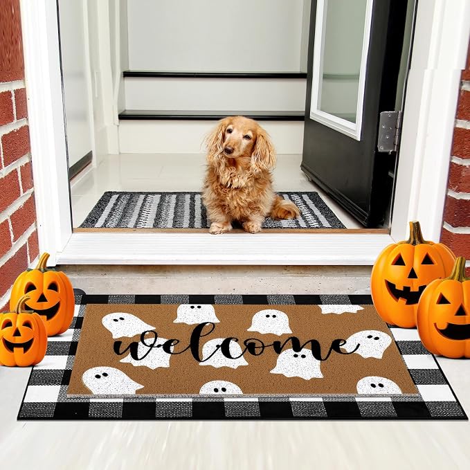 Tinideya 2 Pcs Door Mat Welcome Non Slip Coir Mats Floor Layering Doormats - Image 5