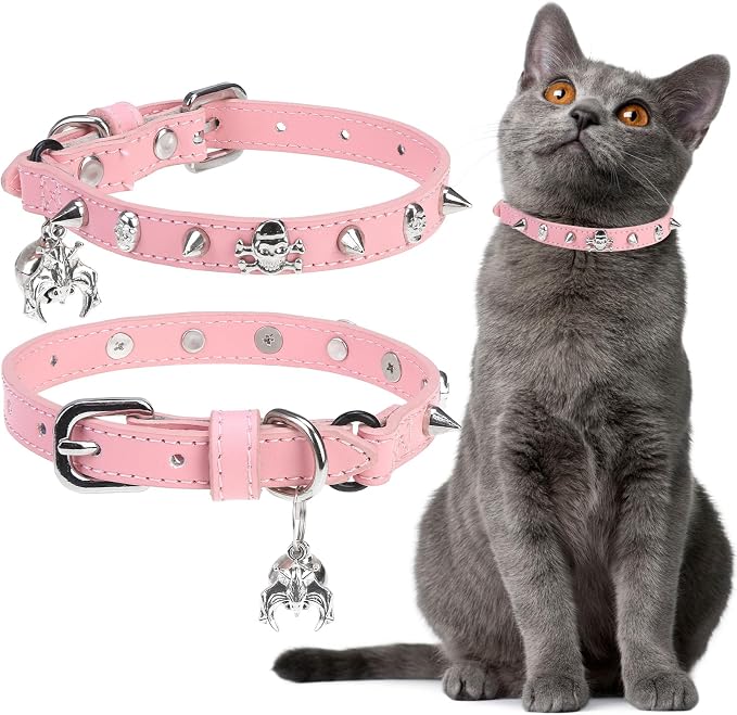 EXPAWLORER Cat Collar for Girl Boy Cats- Adjustable Leather Pet Collar by EXPAWLORER