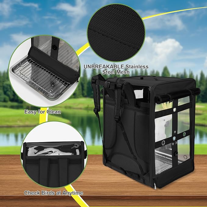 Suertree Bird Carrier Travel Cage, Cockatoo Carrier, Parrot Travel Backpack - Image 6