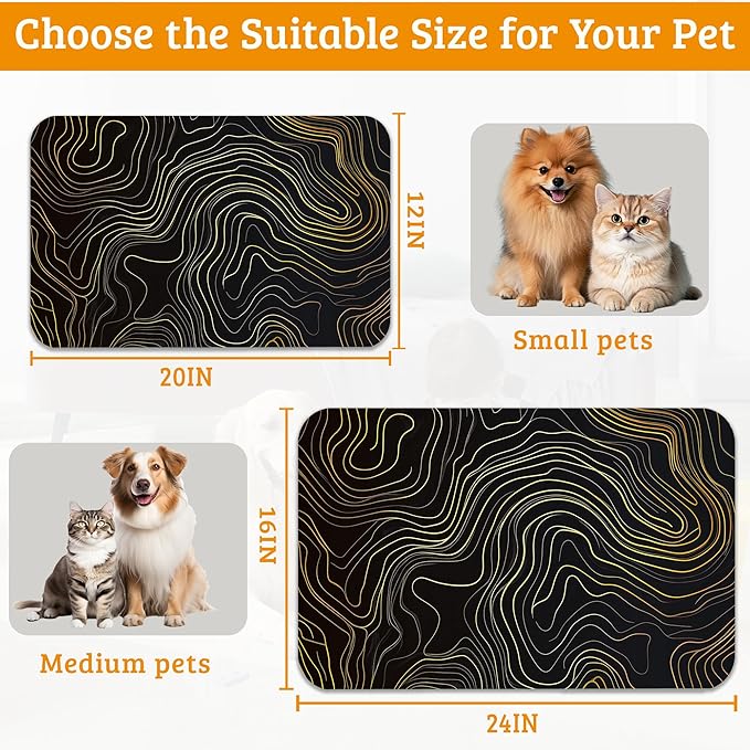 Dog Bowl Mat, Abstract Map Pet Feeding Mat - Image 6