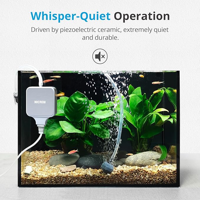 NICREW Nano Silent Aquarium Air Pump White, Aquarium Aerator - Image 2