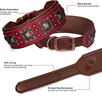 PET ARTIST Soft Padded Leather Dog Collar, 2 inch Wide Genuine Leather Dog - Image 5