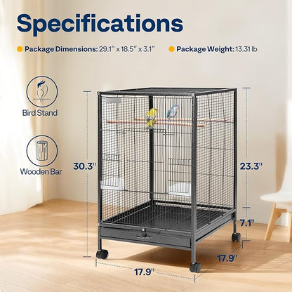 VIVOHOME 30 Inch Height Wrought Iron Bird Cage - Image 7
