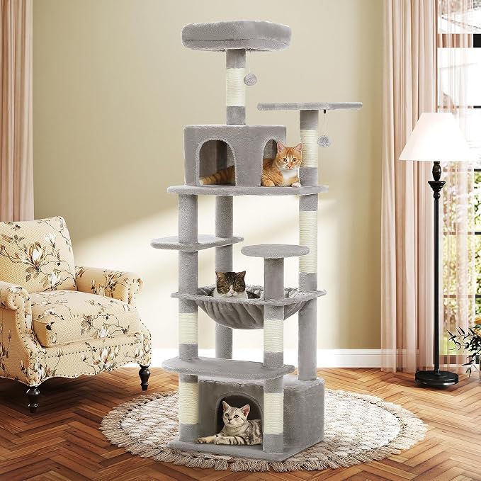 Cat Tree for Indoor Cats, 64.5" Tall Cat Tower by UYMI