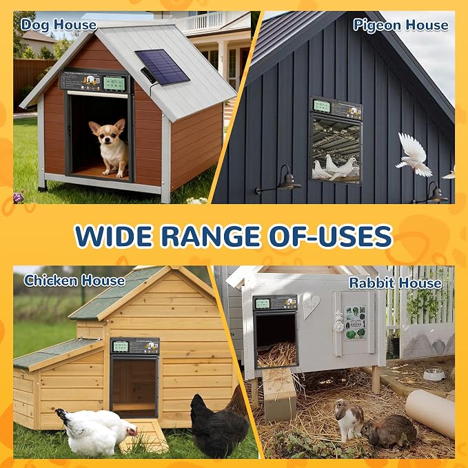Dog Door, Solar & USB Rechargeable Pet Door, Timer & Light Sensor Modes Doggy - Image 7