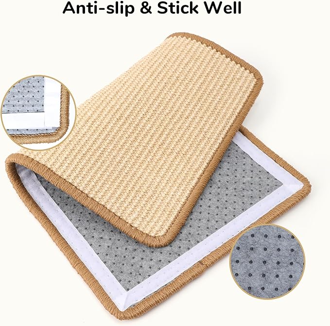 FUKUMARU 2 Packs Cat Scratching Mat, 19.6 x 11.8 Inch Natural Sisal Cat Scratch - Image 3