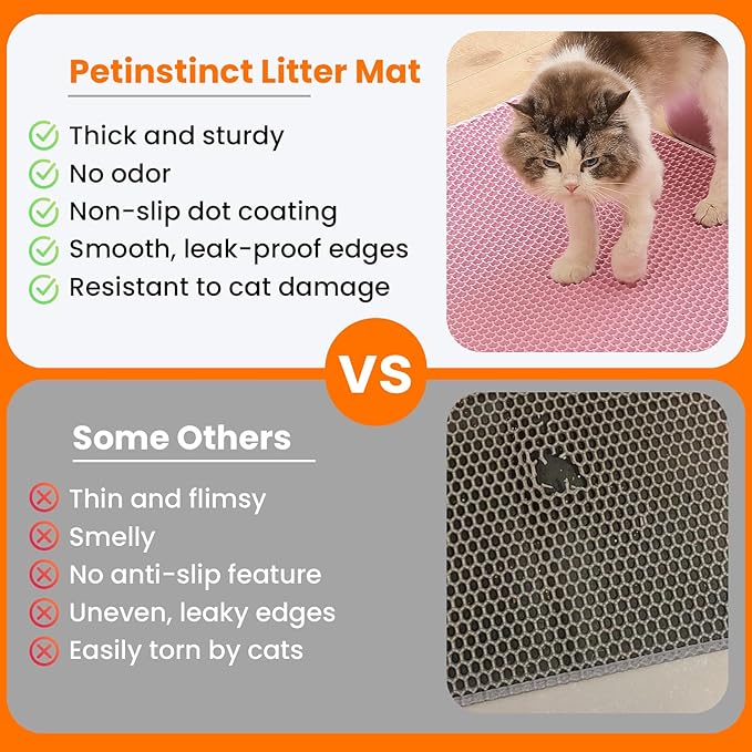Small Cat Litter Mat, 20x14’’ Double Layer Honeycomb Cat Litter Box Mat - Image 3
