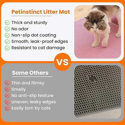 Jumbo Cat Litter Mat, 46x26 Inches Double Layer Honeycomb Litter Trapping Mat - Image 3