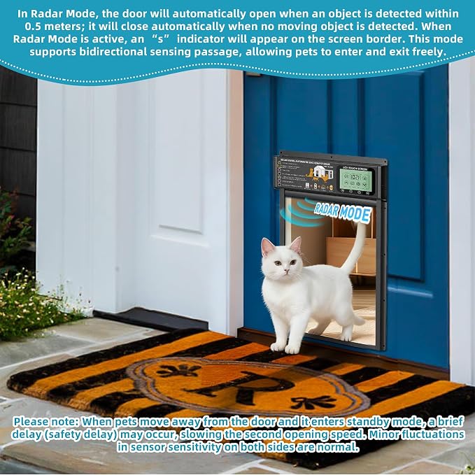 Cat Door, Cat Door Interior Door Radar, Timer & Light Sensor Modes, Solar & USB - Image 3