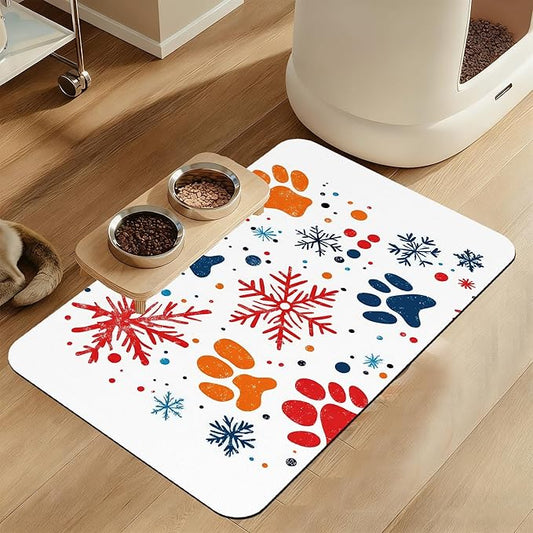Chirstmas Snowflake Paw Pet Food Mat by LUTASER