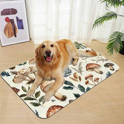 Vintage Mushroom Floral Dog Cat Food Mat–Christmas Stocking Absorbent - Image 7