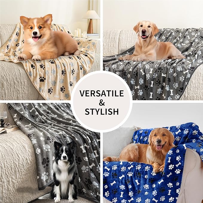Dog Blanket Paw Bone Pattern 1 Pack 3 Colorful 40"*30" Super Soft Warm Flannel - Image 2