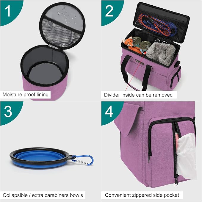 Modoker Dog Food Tote Bag, Airline Approved Pet Gear Travel Set Portable Diaper - Image 4