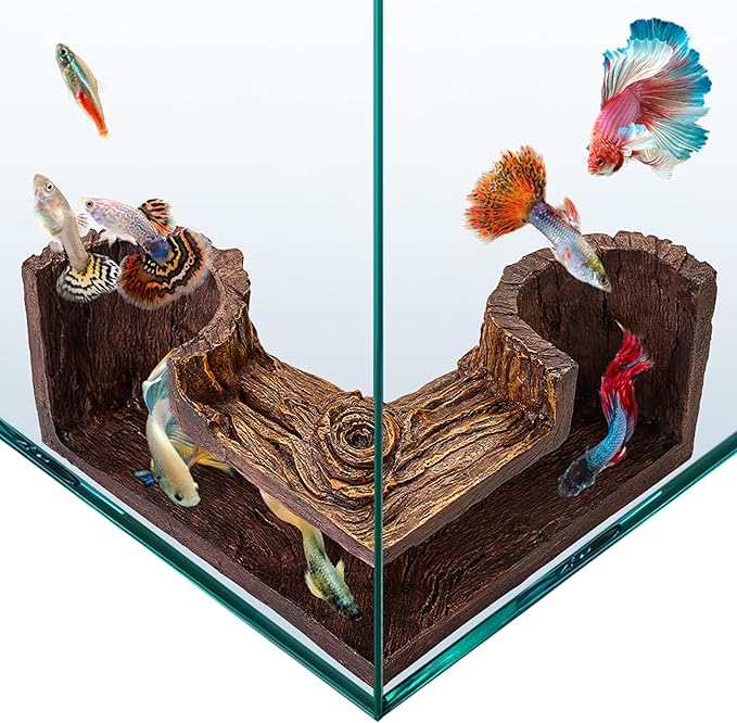 FISHNOSH Aquarium Cave | Natural-Looking Wood-Like BPA-Free Fish Tank Cave by FISHNOSH