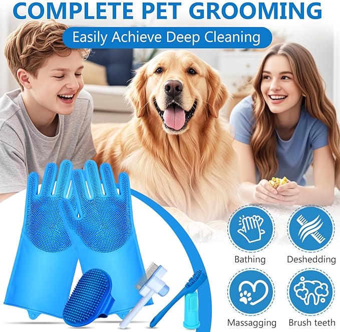 nooepc 6PCS Dog Washing Gloves Pet Grooming Gloves Dog Bath Supplies Dog Bath - Image 2