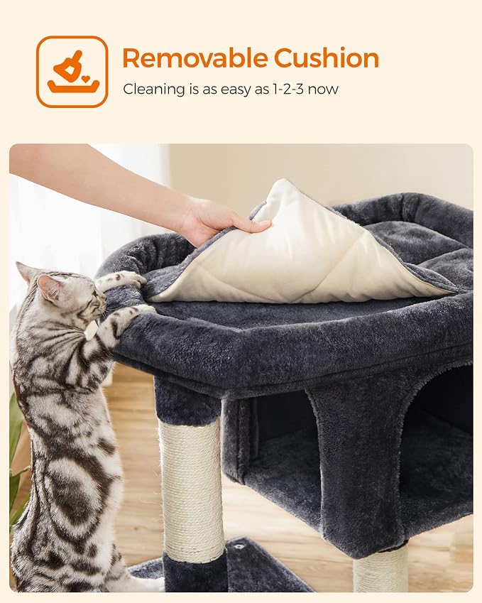 Feandrea Cat Tree, 33.1-Inch Cat Tower, Plush Condo - Image 9