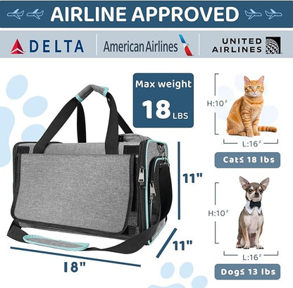 Soft-Sided Pet Carrier for Air Travel 18x11x11 Inch - Image 4