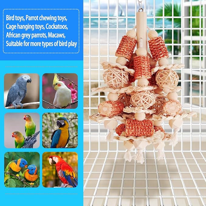 Bird Toys, Natural Corn Stick Parrot Toys Hanging in Bird Cages，for Small and - Image 3