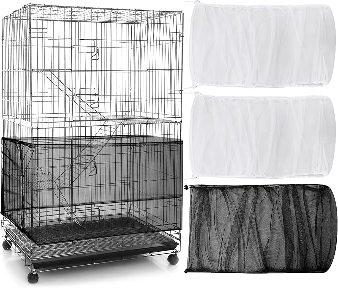 3 Pieces Large Adjustable Bird Cage Cover Seed Feather Catcher Birdcage Nylon by Shappy