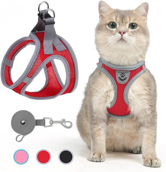 SCENEREAL Cat Harness and Leash Set Escape Proof, Adjustable Soft Air Mesh by SCENEREAL
