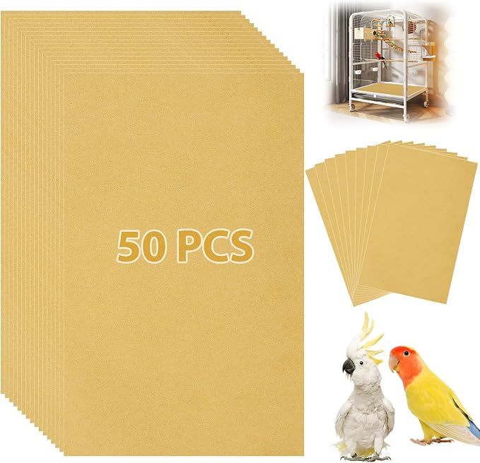 50 PCS Gravel Liner Paper for Bird Cage 10 x 16 Inch Bird Cage Paper Liners by Oungy