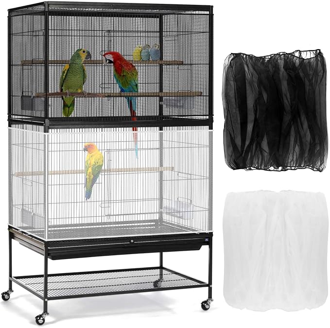 Bissap 2 PCS Bird Cage Seed Catcher, 59-90'' Universal Birdcage Net Nylon by Bissap