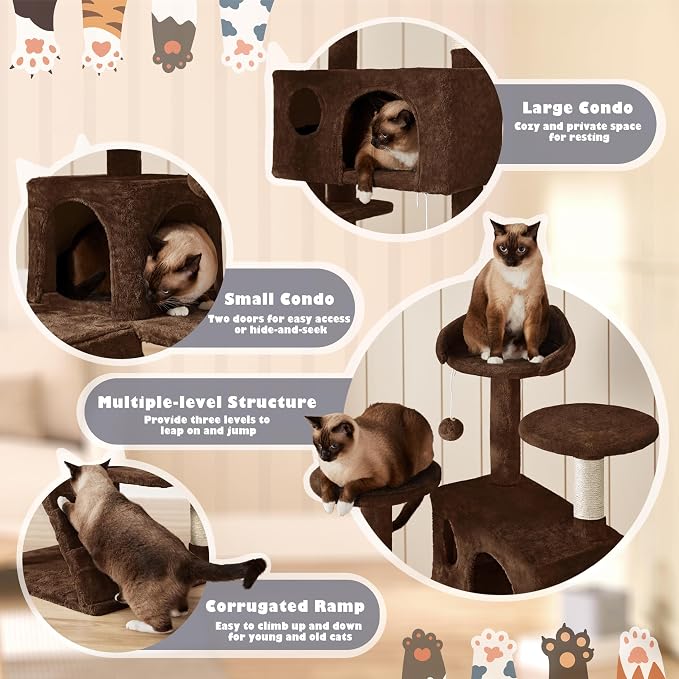 Yaheetech 54in Cat Tree Tower Condo Cat Furniture w/Scratching Post - Image 4