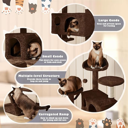 Yaheetech 54in Cat Tree Tower Condo Cat Furniture w/Scratching Post - Image 4