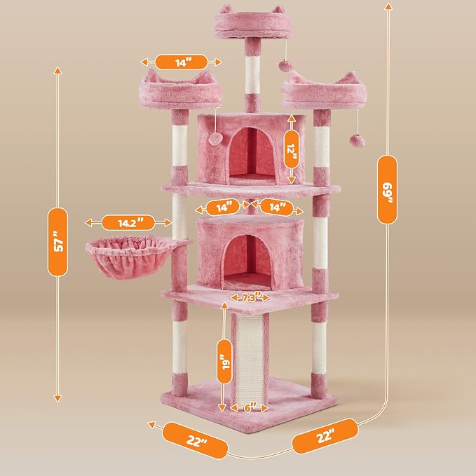 Yaheetech 68.5in Cat Tree for Large Cats, Large Condo, Stable Pet Play House - Image 7
