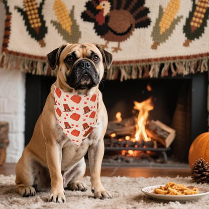 ADOGGYGO Thanksgiving Dog Bandanas 2 Pack, Reversible Turkey Pumpkin Pet Scarf - Image 3