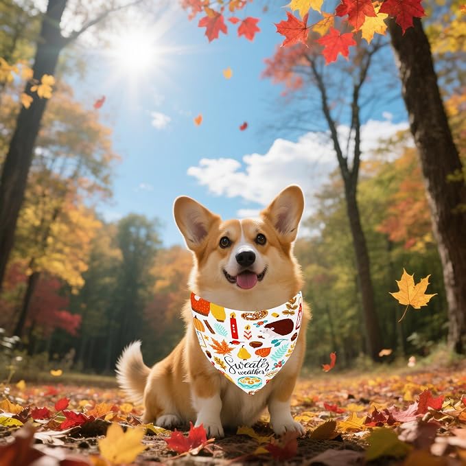 30 Pcs Fall Dog Bandanas Bulk 25 Inch Stitch Edge Dog Bandanas - Image 6