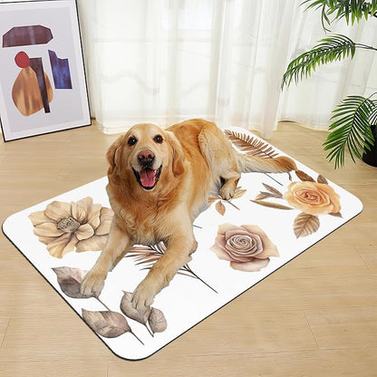 Floral Palm Leaves Dog Cat Food Mat–Christmas Stocking Absorbent Waterproof - Image 7