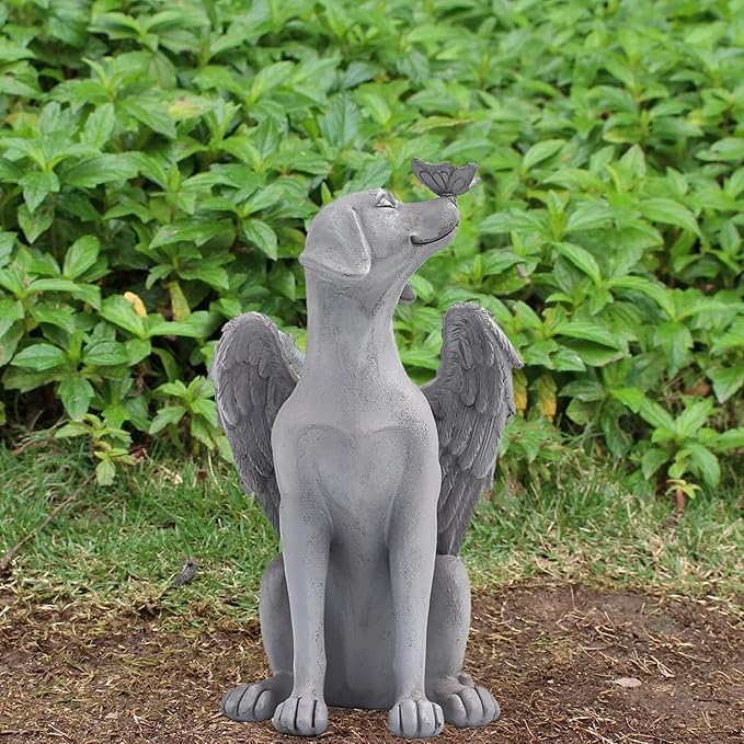 Angel Figurine Memorial Pet Puppy Dog Butterfly Stone Statue - Image 6