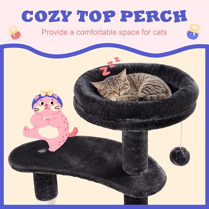 Allewie 55.5 in Cat Tree for Indoor Kitties/Soft Plush Perches/Multi-Level Cat - Image 3