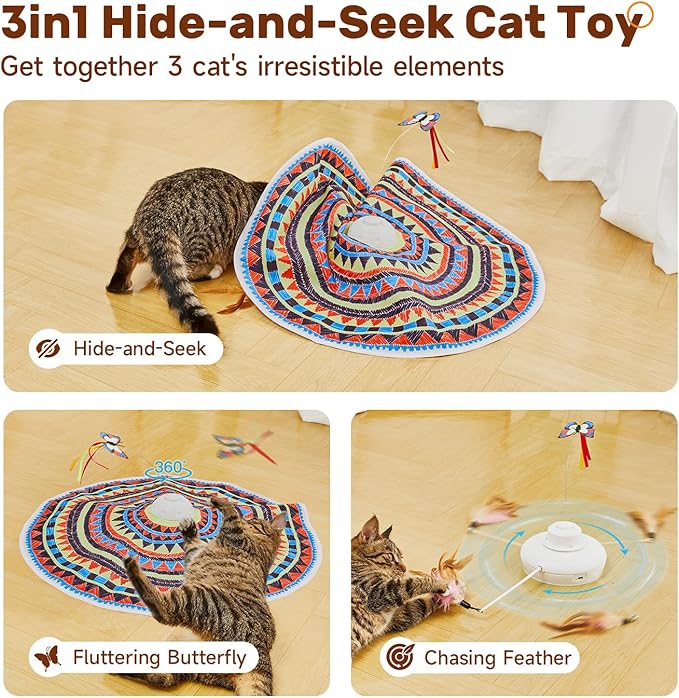 Potaroma Cat Toys Chargeable, 3in1 Hide and Seek, Automatic Interactive Fun - Image 2