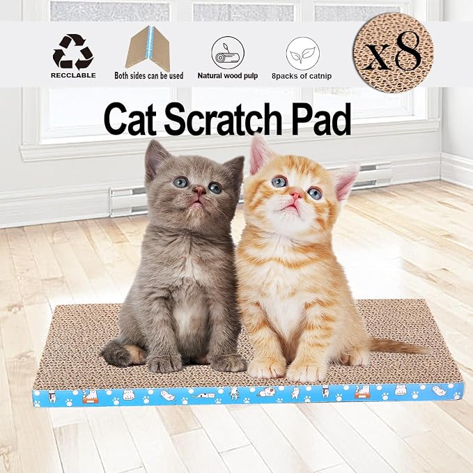 8 Packs in 1 Cat Scratch Pad, Cat Scratcher Cardboard, Reversible, Durable - Image 7
