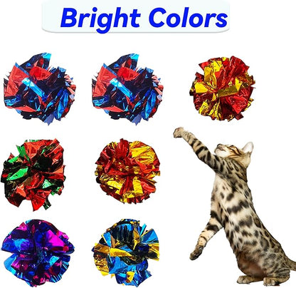Cat Toys 20 Packs Interactive Crinkle Ball, 2.3 Inch Bright Colors Cat Ball - Image 3